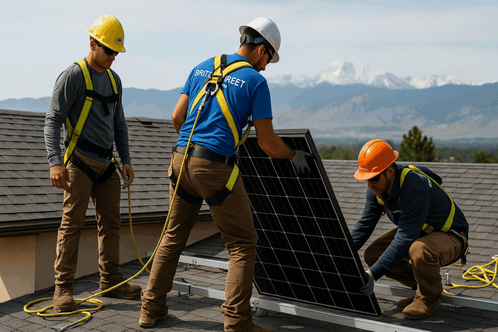 Solar panel installation process Denver home by professional team